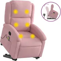 vidaXL Massagesessel mit Aufstehhilfe Rosa Samt