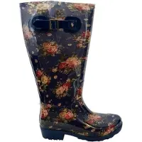 Wide Wellies Gummistiefel Flowers Blau Wadengröße 2XW/3XW-Schuhgröße 43
