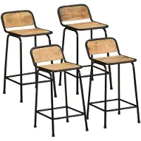 vidaXL Barhocker 4 Stk. 46x35,5x80 cm Raues Mango Massivholz