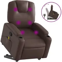 vidaXL Massagesessel mit Aufstehhilfe Braun Kunstleder