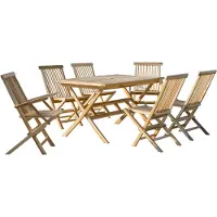 Möbilia Sitzgruppe 4 x Stühle + 2 x Armlehnstühle + 1 x Tisch Teak natur
