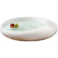 SalesFever Couchtisch rund | Hochglanz lackiert | Fiberglas | integrierte Weißglasplatte | B 100 x T 100 x H 25 cm | weiß