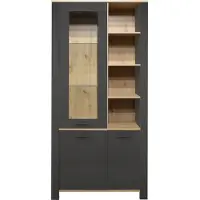 Mäusbacher Nele Vitrine Holzwerkstoff 2 Türen 1 Rahmentür mit Glas 96x203x44 cm