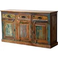 SIT Möbel Sideboard | 3 Türen, 3 Schubladen | Altholz lackiert | bunt | B 140 x T 40 x H 80 cm | 09103-98 | Serie RIVERBOAT