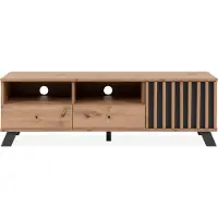 Finori TV-Board Medan | mit 3D-Lamellen | Artisan Eiche / anthrazit
