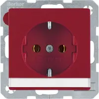 Berker Steckdose SCHUKO mit Beschriftungsfeld Q.1/Q.3 rot, samt
