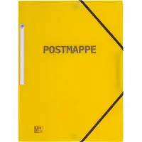 Pierre by Elba Postmappe, DIN A4, PP, transparent-gelb Eckspannermappe mit aufgeklebtem Rückenschild, Aufschrift