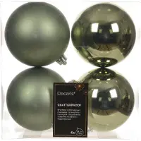 Décoris 4 Weihnachtskugeln 10cm Kunststoff klassisch & bruchsicher Christbaumkugeln Weihnachtsbaumkugeln Christbaumschmuck Weihnachtsbaumschmuck Rosmarin