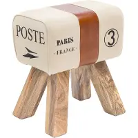 Massivart Sitz- & Fußhocker Stoffbezug beige Mango massiv lackiert - CARLAS