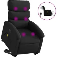 vidaXL Massagesessel mit Aufstehhilfe Elektrisch Schwarz Kunstleder