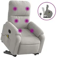 vidaXL Massagesessel mit Aufstehhilfe Hellgrau Mikrofasergewebe