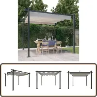 The Living Store Pavillon mit Ausziehbarem Dach 3x3 m Creme