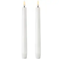 Lumineo 2 LED Kerzen mit Timerfunktion 24cm Wachs - Echtwachskerzen flackernde Flamme Kerzen batteriebetrieben Wachskerzen Stabkerzen Rustik Creme Warmweiß