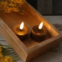 Deluxe Home Art LED Teelichter MIA - realistische 3D Flamme - D: 4,1cm - inkl. Batterien - mokka...