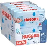 Huggies Pure, Babytücher, 18 Packungen (insgesamt 1008 Tücher)
