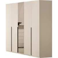 Die Möbelfundgrube Kleiderschrank mit Spiegel 230 cm Beige-Kaschmir - 5-türig - FAVORITA