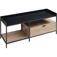 En.casa Fernsehtisch 'Belana' Fernsehschrank 120 x 40 x 54 cm mit Schublade und 2 offenen Fächern Metallgestell Schwarz/Eicheoptik