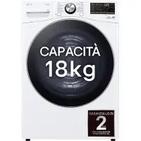 LG RH18U8AVCW, Freistehend, Frontlader, Wärmepumpe, Weiß, Tasten, Drehregler, Schwarz