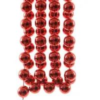 Décoris Perlenkette Band Girlande Kunststoff Ø.2 cm L.2,7 m weihnachtsrot