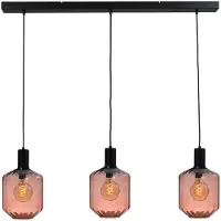 Masterlight Pendelleuchte Porto 3-flammig Glas Rot-Transparent 100x24cm