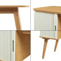 En.casa Schreibtisch ‘Tysvær’ mit Schrankteil und einer Tür 75 x 105 x 48 cm Bambus / Cremeweiß