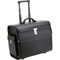 Alassio Pilotenkoffer MONDO, Hauptfach, Laptopfach bis 17'', Visitenkartenfächer, Stiftschlaufen, Teleskopgriff, abschließbar, Kunstleder, schwarz