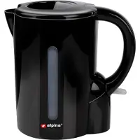 Alpina Elektrischer Wasserkocher 1,7 Liter - 2200 Watt -Schnurlos - Kochtrocknender Schutz - Schwarz