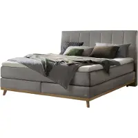 Hasena Boxspringbett Stefania steel Holz Eiche bright 140x200 : Topper - Glamour Top (soft)