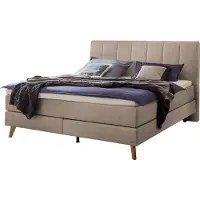 Hasena Boxspringbett Fernanda Stoff sand Holz Eiche bright 180x200 : Topper - Elegance Top (medium)