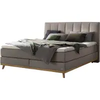 Hasena Boxspringbett Stefania grey Holz Eiche bright 200x200 : Topper - Glamour Top (soft)