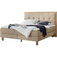 Hasena Boxspringbett Solara Stoff sand Holz Eiche bright 180x200 : Topper - Elegance Top (medium)