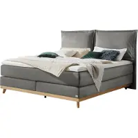 Hasena Boxspringbett Imelda mit Kissen steel Holz Eiche bright 200x200 : Topper - Lovely Top (fest)