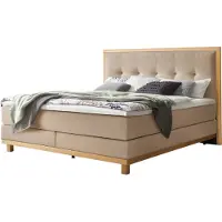 Hasena Boxspringbett Cecilia sand Holz Eiche bright 160x200 : Topper - Glamour Top (soft)