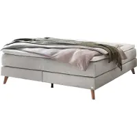 Hasena Raumspar Boxspringbett Beatriz light grey Holz Eiche bright 140x200 : Topper - Glamour Top (soft)