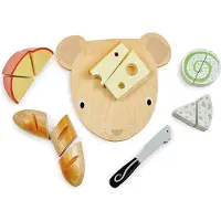 Tender Leaf Toys Holzspielzeug - Schneidebrett mit Käse - 15 Teile - - One Size - Spiellebensmittel