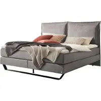 Hasena Boxspringbett Celina grey mit Kissen Kufe Metall schwarz 200x200 : Topper - Lovely Top (fest)