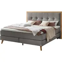 Hasena Boxspringbett Marisol grey Holz Eiche bright 140x200 : Topper - Elegance Top (medium)