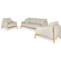 Suns BELLANO Sofaset 3-teilig, 2 x Loungestühle 1 x 2,5- Sitzer Sofa inkl. Kissen Teak