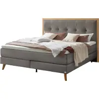 Hasena Boxspringbett Marisol steel Holz Eiche bright 180x200 : Topper - Glamour Top (soft)