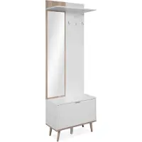 CALICOSY Göteborg 42A Kompaktgarderobe 68x195x32 cm Weiß / Sonoma Eiche