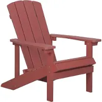 Beliani Gartenstuhl Rot Kunstholz breite Armlehnen Muskoka Adirondack Stil Terrasse Outdoor