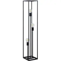 LINDBY Stehlampe Krisha, schwarz, Metall, 3-flg., E27