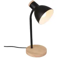 B.K.Licht Nachttischlampe mit Kabelschalter, schwenkbar, E14, max.10W, Tischlampe, Schreibtischlampe, Tischleuchte, Bürolampe, Leselampe Bett, 14x38cm, Schwarz