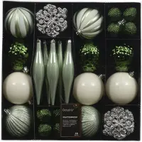 Décoris Weihnachtskugeln mit Baumschmuck aus Kunststoff bruchsicher Ø 8 cm grün-weiß 46 Stück GFM500883a22