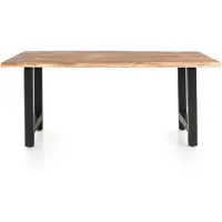 SalesFever Baumkanten Esstisch | massive 3,5 cm Akazie | Natur | 220 x 110 | H-Gestell Schwarz