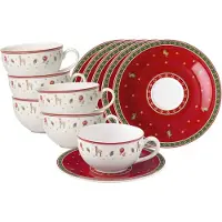Villeroy & Boch Tasse "Milchkaffeetassen mit Untertassen Toy's Delight 260 ml 12er Set bunt", bunt, B:19cm H:8,7cm Ø:19cm, Porzellan, Trinkgefäße, Tasse, Mikrowellengeeignet