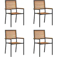 vidaXL Garten Stapelstühle 4 Stk. Braun und Schwarz