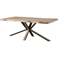 MASSIVMOEBEL24.DE MASSIVMOEBEL24 Baumtisch 240x100x77 Akazie beige lackiert / Kreuzgestell anthrazit matt / natur FREEFORM