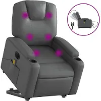 vidaXL Massagesessel mit Aufstehhilfe Elektrisch Grau Kunstleder