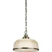 Licht-Erlebnisse Hängeleuchte Metall Glas 27 cm breit H: max. 120 cm in Messing Antik E27 Jugendstil